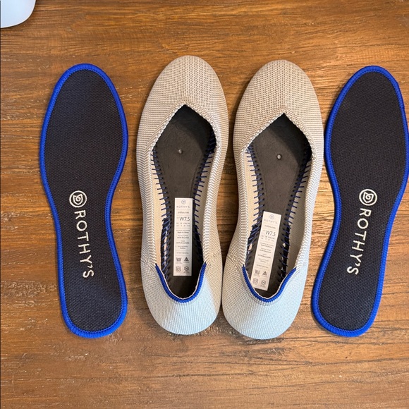 ROTHY’s The Flat Round Toe Flax Birdseye Grey and Cream - Picture 7 of 15